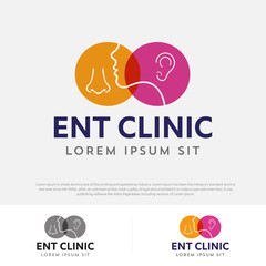 ENT logo Head for ear, nose, throat doctor. logo Line vector icon. Editable stroke. illustration Flat linear