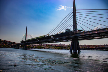 View of Golden Horn Metro Bridge in Istanbul