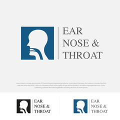 ENT logo Head for ear, nose, throat doctor. logo Line vector icon. Editable stroke. illustration Flat linear