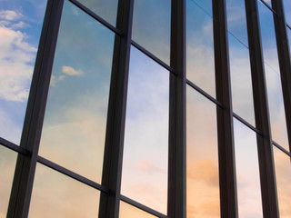 Reflection of dusk sky in windows