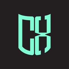 CX Logo monogram with ribbon style design template
