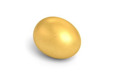 3d rendering gold egg on white background