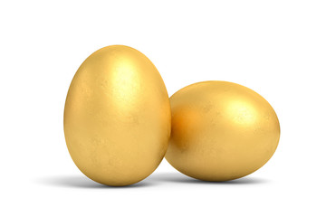 3d rendering gold egg on white background
