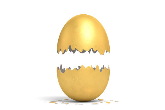 3d rendering gold egg on white background