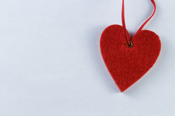 Big red heart on a blue wooden background. Valentine's day concept