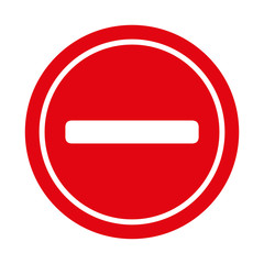 No Entry sign symbol on white background. Stop to continue.