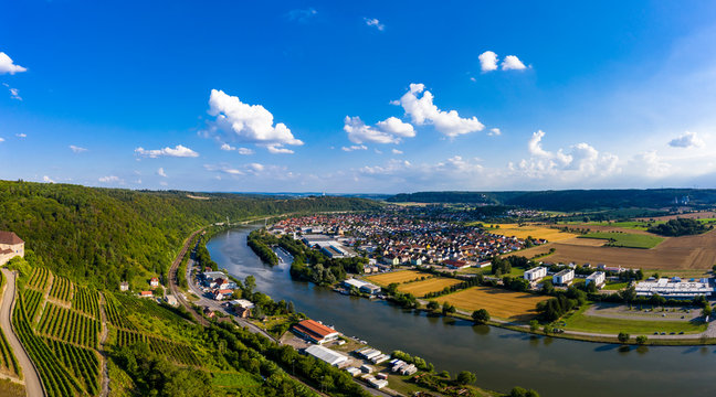 Aerial View.Hornberg Castle, Neckar, Neckarzimmern, Neckar Valley, Baden-W&uuml;rttemberg, Germany