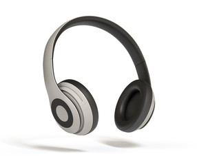 Headphones Isolated on White Background 3d rendering. Listen to music