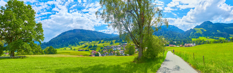Fototapeta na wymiar Beautiful mountain panorama from the Bavarian Alps near “Obermaiselstein“, Germany.