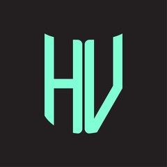HV Logo monogram with ribbon style design template