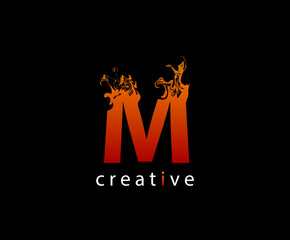 Abstract M Letter Flame Logo Icon