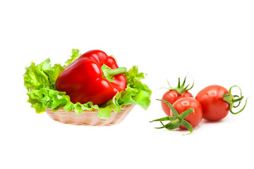 ripe fresh organic vegetables isolated on white background