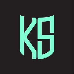 KS Logo monogram with ribbon style design template