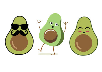 animated avocado, cartoon, cute