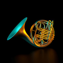 metal horn on a black background