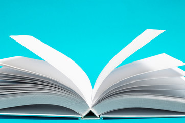 Mockup of opened blank square ctalogue at white design paper background