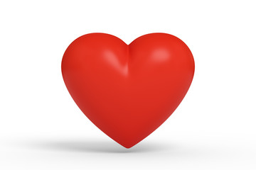 Red heart white background 3d rendering