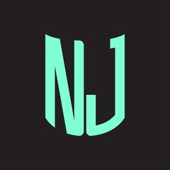 NJ Logo monogram with ribbon style design template