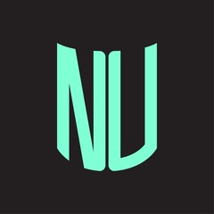NU Logo monogram with ribbon style design template