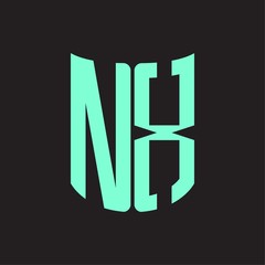 NX Logo monogram with ribbon style design template