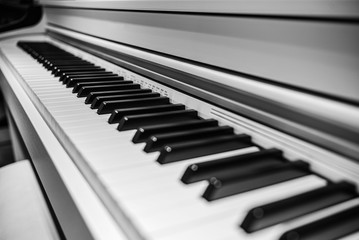 perspective piano keys black and white monochrome musical instrument