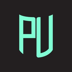 PU Logo monogram with ribbon style design template