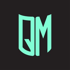 QM Logo monogram with ribbon style design template