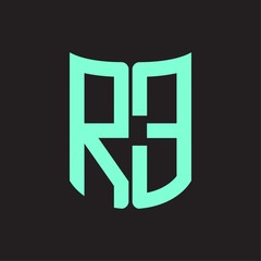 RE Logo monogram with ribbon style design template