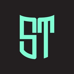 ST Logo monogram with ribbon style design template