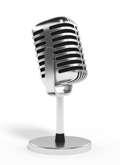 Retro microphone isolated on white background 3d rendering