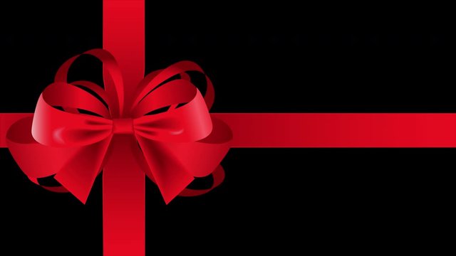 Red gift bow animation with alpha channel in 4K. Transparent background can be used as overlay.