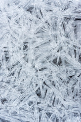 Closeup on frozen creek on mountain