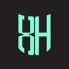 XH Logo monogram with ribbon style design template