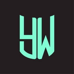 YW Logo monogram with ribbon style design template