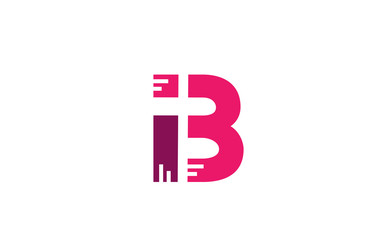 pink white alphabet letter B logo design icon for business company