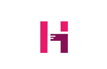 pink white alphabet letter H logo design icon for business company