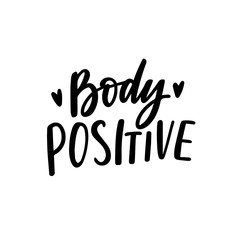 Body positive hand drawn lettering slogan for stickers, card, overlay. Trendy lifestyle female phrase love yourself.