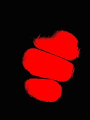 Red Finger Print On Black Mat