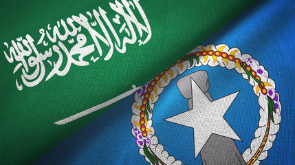Saudi Arabia and Northern Mariana Islands two flags textile cloth