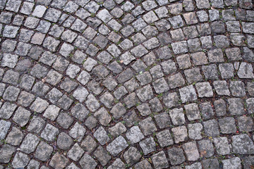 pavers road in the park. background of stones