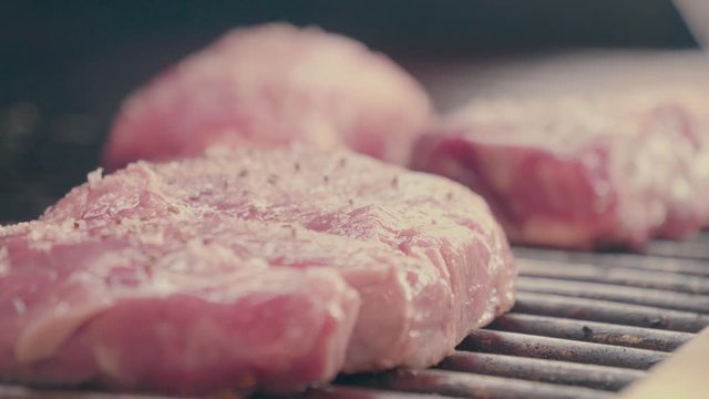 Steak grill salt fire