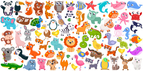 Big set of cute cartoon animals. Vector illustration. - 314524791