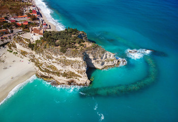 Sanctuary of Santa Maria Island aerial view - Tropea, Calabria, Italy