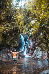 Natural waterfall of the Cerro Azul Meámbar National Park (Panacam) in Yojoa. Honduras