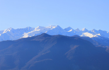 panorama of mountain range in Italy