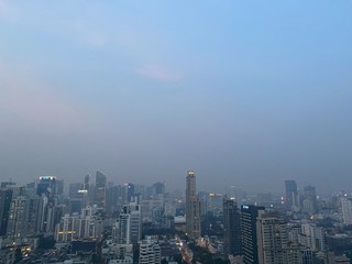 Thick smog over sky in Bangkok 