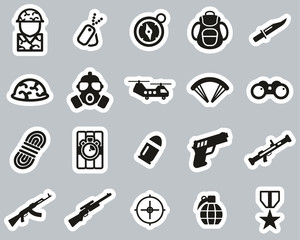 Commandos Or Special Forces Icons Black & White Sticker Set Big