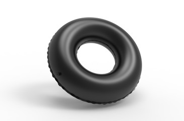 Adult Kids Swimming Ring Inflatable Pool Float Circular Tube For Branding. 3d render illustration.