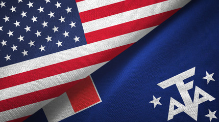 United States and French Southern and Antarctic Lands two flags textile cloth