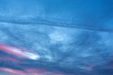 Morning sky with different colors. Colorful dawn in the mountains.